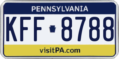 PA license plate KFF8788