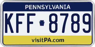 PA license plate KFF8789
