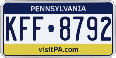 PA license plate KFF8792