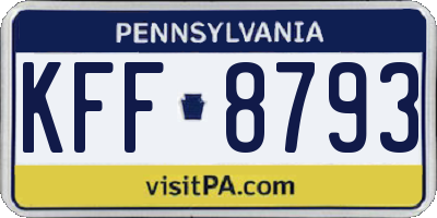 PA license plate KFF8793