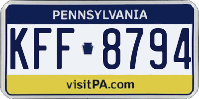 PA license plate KFF8794