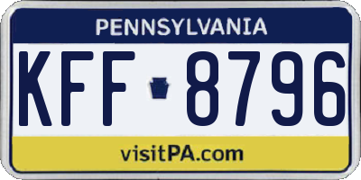 PA license plate KFF8796