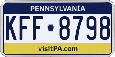 PA license plate KFF8798