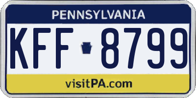 PA license plate KFF8799