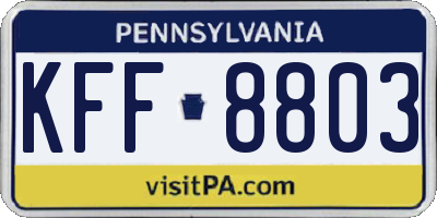 PA license plate KFF8803