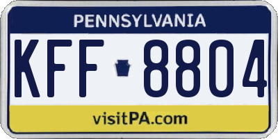 PA license plate KFF8804