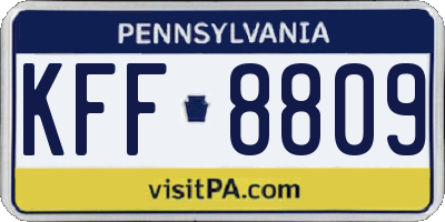 PA license plate KFF8809
