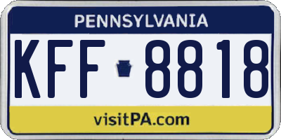 PA license plate KFF8818