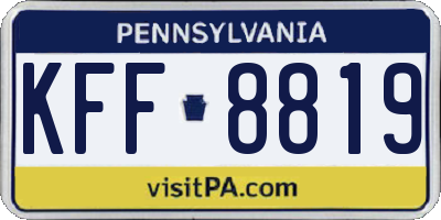 PA license plate KFF8819