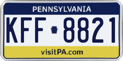 PA license plate KFF8821