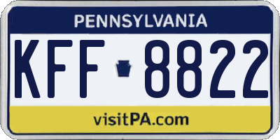 PA license plate KFF8822