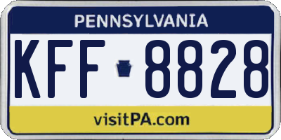 PA license plate KFF8828