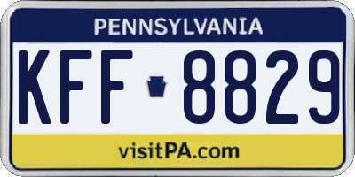 PA license plate KFF8829