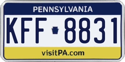 PA license plate KFF8831