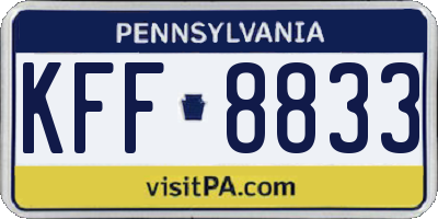 PA license plate KFF8833