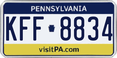 PA license plate KFF8834