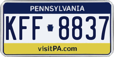 PA license plate KFF8837