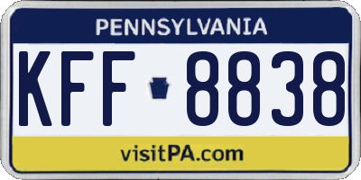 PA license plate KFF8838