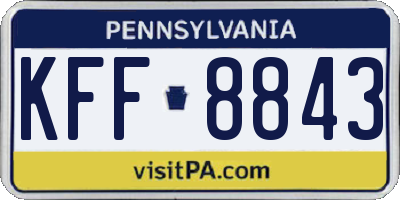 PA license plate KFF8843