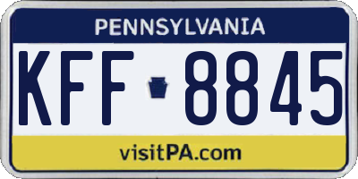 PA license plate KFF8845