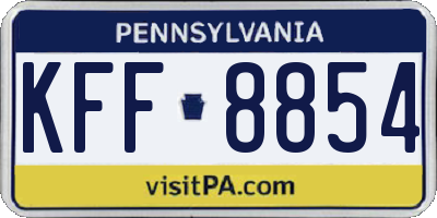 PA license plate KFF8854