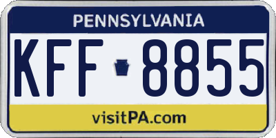 PA license plate KFF8855