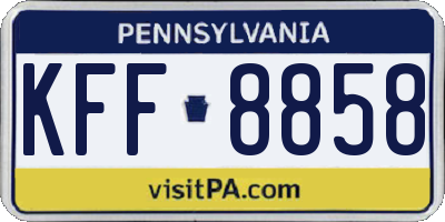 PA license plate KFF8858