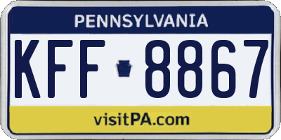 PA license plate KFF8867