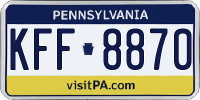 PA license plate KFF8870