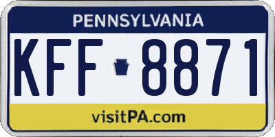 PA license plate KFF8871