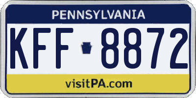PA license plate KFF8872