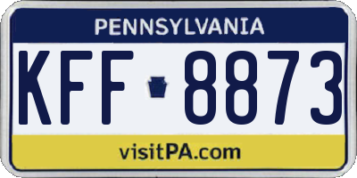 PA license plate KFF8873