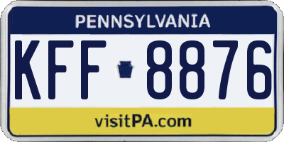 PA license plate KFF8876
