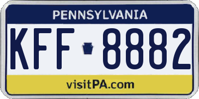 PA license plate KFF8882