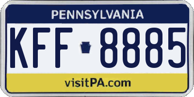 PA license plate KFF8885