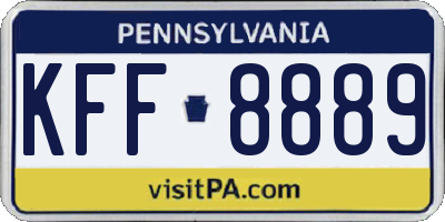 PA license plate KFF8889