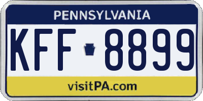 PA license plate KFF8899