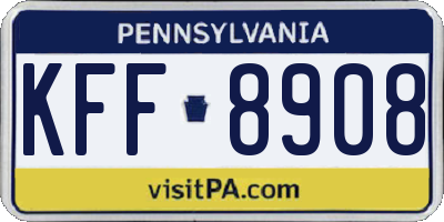 PA license plate KFF8908