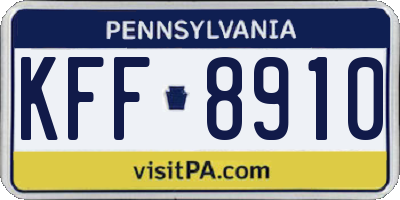 PA license plate KFF8910