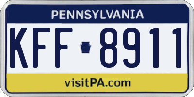 PA license plate KFF8911