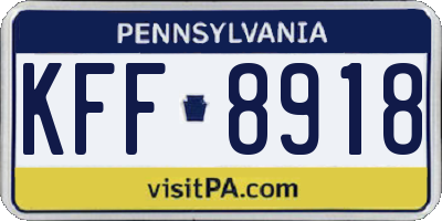 PA license plate KFF8918