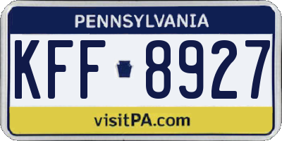 PA license plate KFF8927
