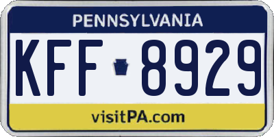 PA license plate KFF8929