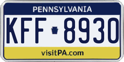 PA license plate KFF8930