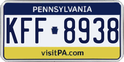 PA license plate KFF8938