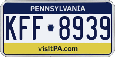 PA license plate KFF8939