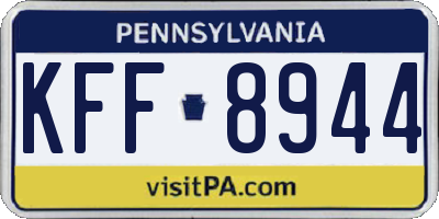PA license plate KFF8944