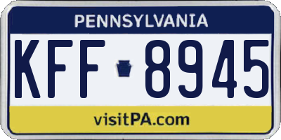 PA license plate KFF8945