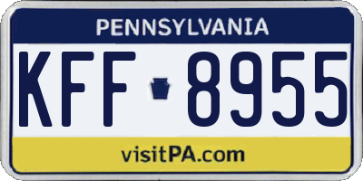 PA license plate KFF8955