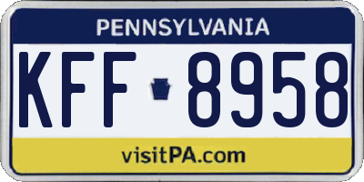 PA license plate KFF8958